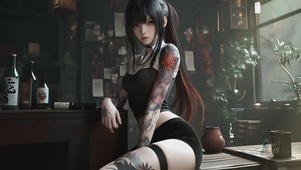 可爱纹身女孩