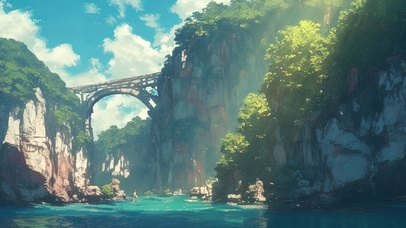 阳光纯净峡谷山涧溪流