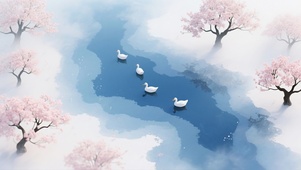 樱花河畔鸭子