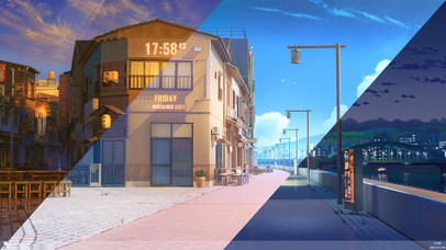 餐饮街（随真实时间变化）