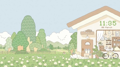 绿色房屋清新治愈插画