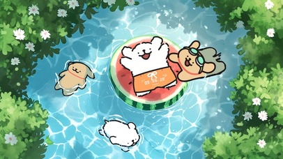 可爱线条小狗清凉派对