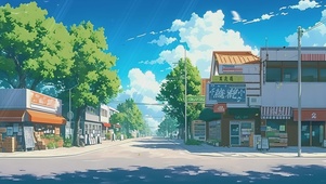 宫崎骏风格街景