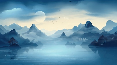 4K极简国风水墨山水美景