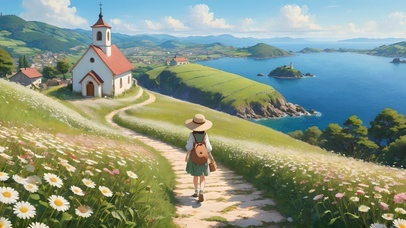 通往教堂的雏菊小路