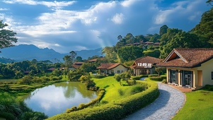 护眼户外湖泊别墅