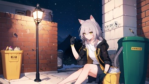 小巷白发猫娘