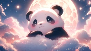 4k月亮云彩熊猫