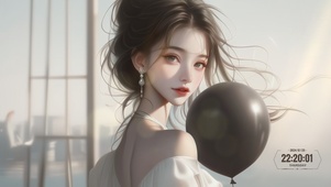 女孩的黑气球