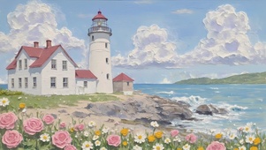 油画般的海边小屋