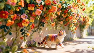 花墙可爱猫咪	
