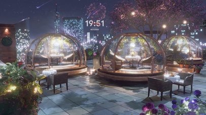 唯美夜景楼顶花园