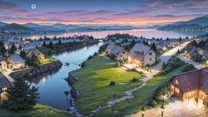 4K唯美治愈傍晚小镇