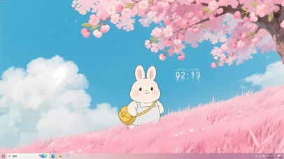 樱花山坡小兔