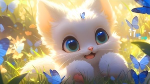 蓝色蝴蝶猫咪