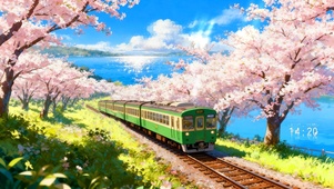 樱海湖岸的列车	