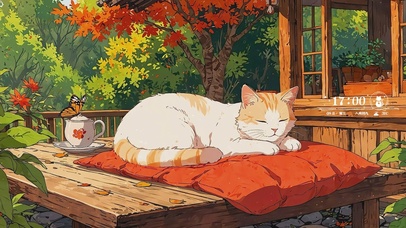 餐桌上睡觉的小猫