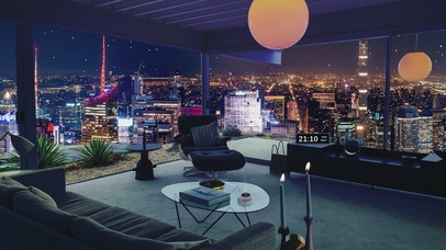 4K唯美治愈雪夜城市浪漫房间