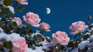 浪漫雪后玫瑰天空