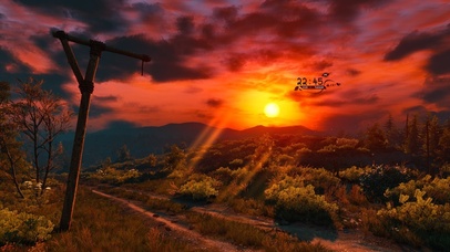 唯美晚霞乡村小路