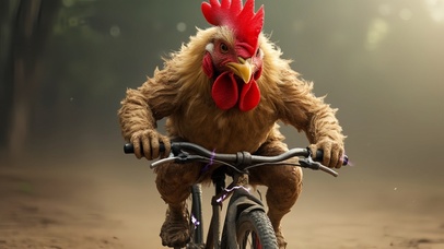 十二生肖之鸡骑单车