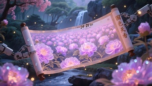 国色天香牡丹画卷轴