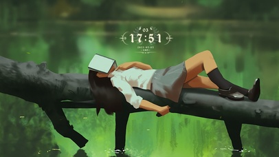 少女桥上读书休息