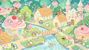 春天童话线条狗小镇