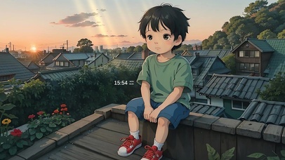 屋顶上的小男孩