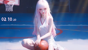 甜心粉发少女