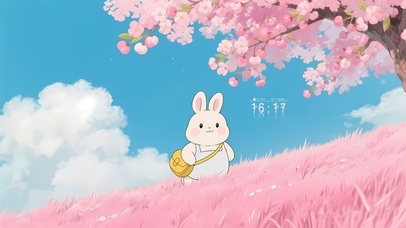 樱花山坡小兔