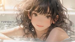 可爱泡泡浴女孩