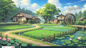 绿色乡村稻田4K