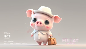 可爱粉色治愈猪猪