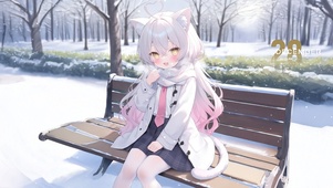 唯美雪景猫女