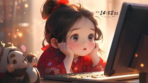 可爱捧脸女孩