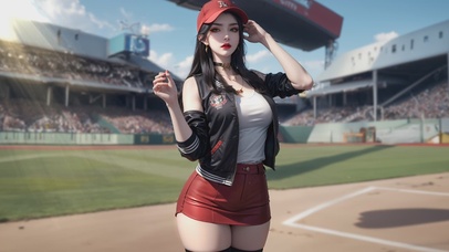 动漫插画美女，啦啦队队长