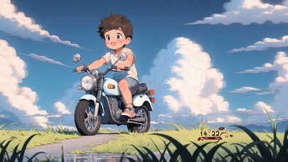 骑摩托的男孩（可做情侣壁纸）