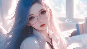 清纯治愈眼镜女孩