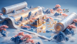 画轴山川楼阁