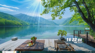 白云树木护眼绿景桌面主题