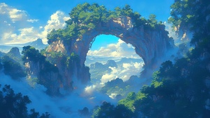 天然拱形岩石门洞