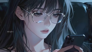 清纯气质刷手机女孩