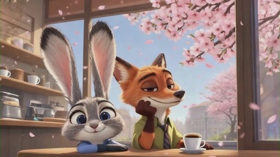 窗外樱花朱迪和尼克