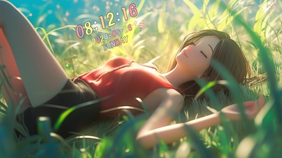 躺在草地上惬意女生