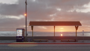 夕阳海边