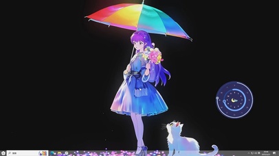 伞下梦幻女孩-桌面主题