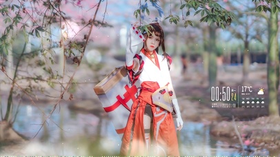 树下的桔梗美女丨元气壁纸