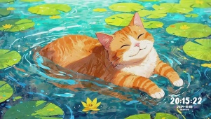 玩水的 橘猫