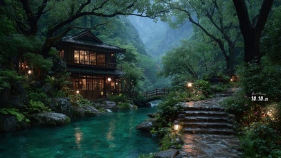 山间石阶小桥流水人家